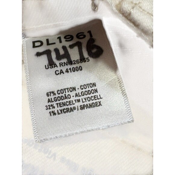 DL1961 Patti Straight High Rise Vintage Ankle Jeans Women’s Size 24 Ecru Raw Hem - Picture 4 of 12